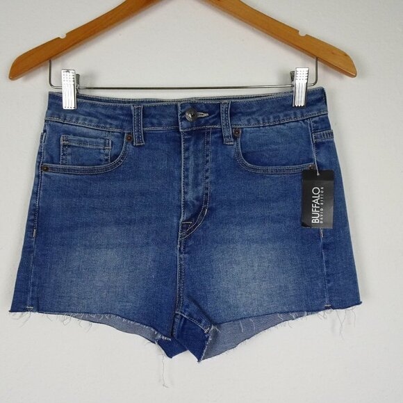 Buffalo David Bitton Jean Shorts Size 27 Blue Denim High Rise Joan Short Shorts - Picture 1 of 10